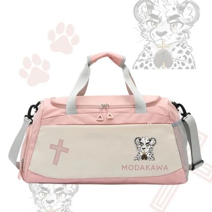Leopard Holding Cross Graphic Modakawa Large Capacity Sports Gym Duffel Bag - Pink - 55*28*26 cm - image 4