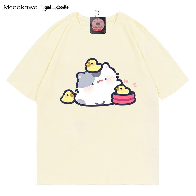 MODAKAWA X gud_doodle Kitty Chick Print T-shirt - Apricot - 5XL - image 7