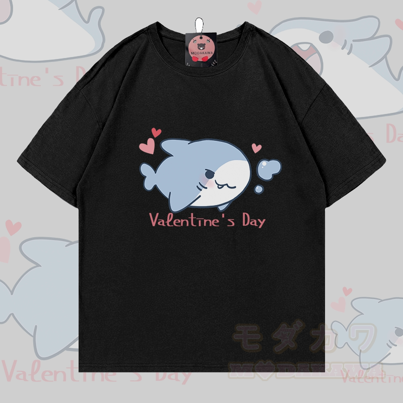 MODAKAWA Cheerful Shark Graphic Couple Top - T-shirt - Black - 5XL - image 4