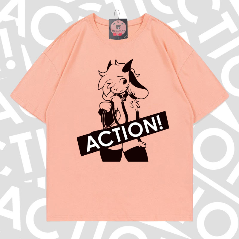 MODAKAWA X zarckets ACTION Goat Graphic 100% Cotton T-shirt - Peach - 5XL - image 13
