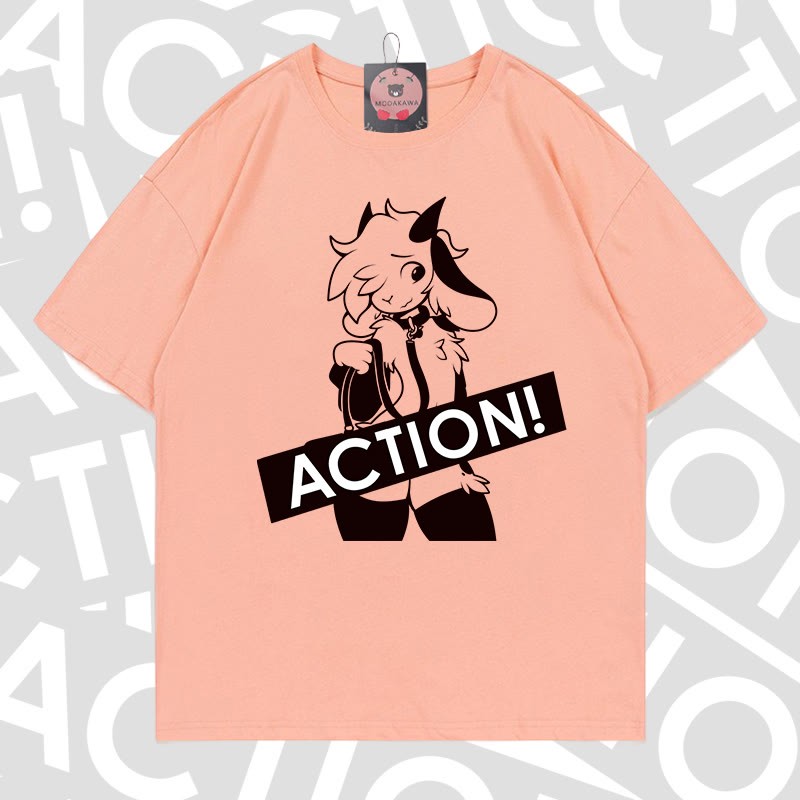 MODAKAWA X zarckets ACTION Goat Graphic 100% Cotton T-shirt - Peach - 5XL - image 13