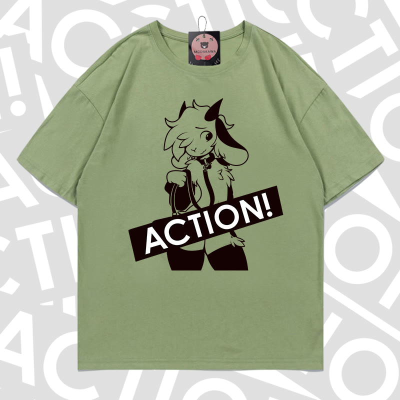 MODAKAWA X zarckets ACTION Goat Graphic 100% Cotton T-shirt - Light green - 5XL - image 8