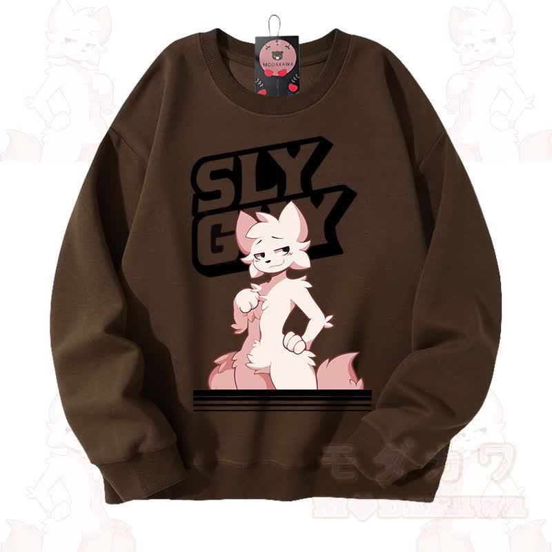 MODAKAWA X zarckets SLY GUY Cute Fox Graphic Unisex Sweatshirt - Brown - 3XL - image 8