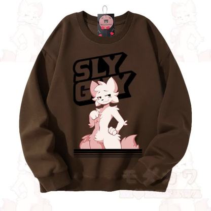 MODAKAWA X zarckets SLY GUY Cute Fox Graphic Unisex Sweatshirt - Brown - 3XL - image 8
