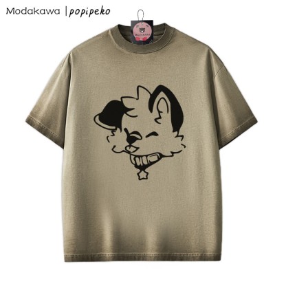MODAKAWA X popipeko Puppy Graphic Unisex Vintage Washed T-Shirt - Brown - 2XL - image 4