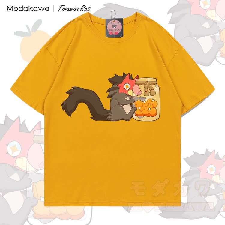MODAKAWA X TiramisuRat Rat Snack Graphic 100% Cotton T-shirt - Yellow - 5XL - image 4