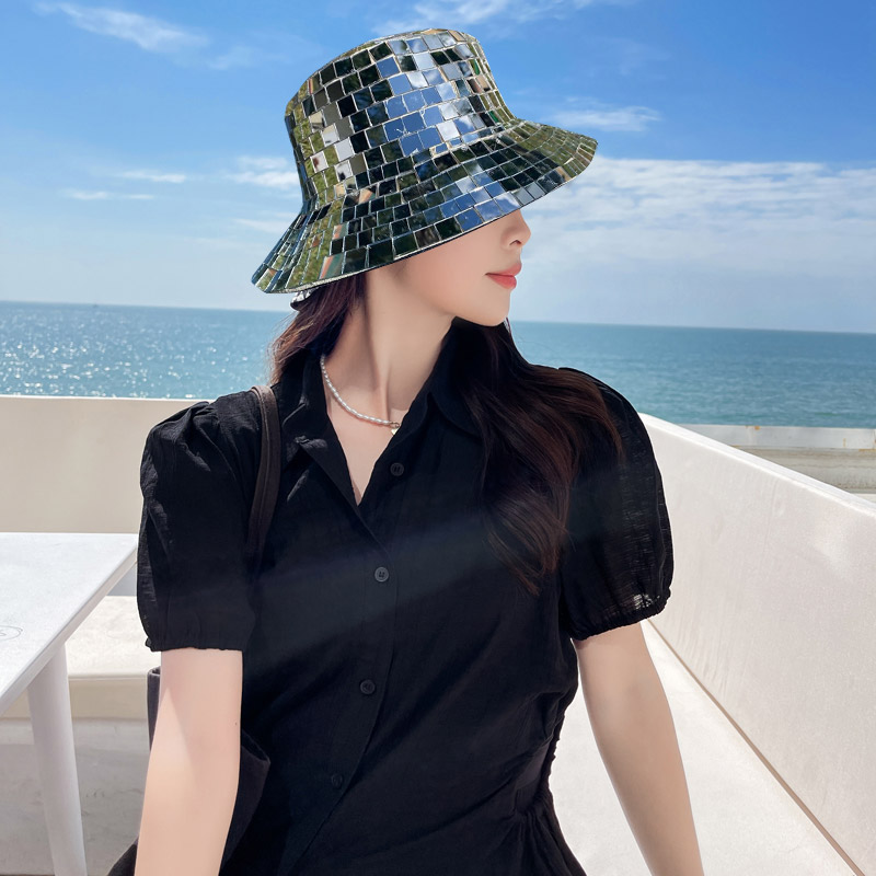 Chic Mirror-tiled Visor Helmet Fisherman Hat - image 3
