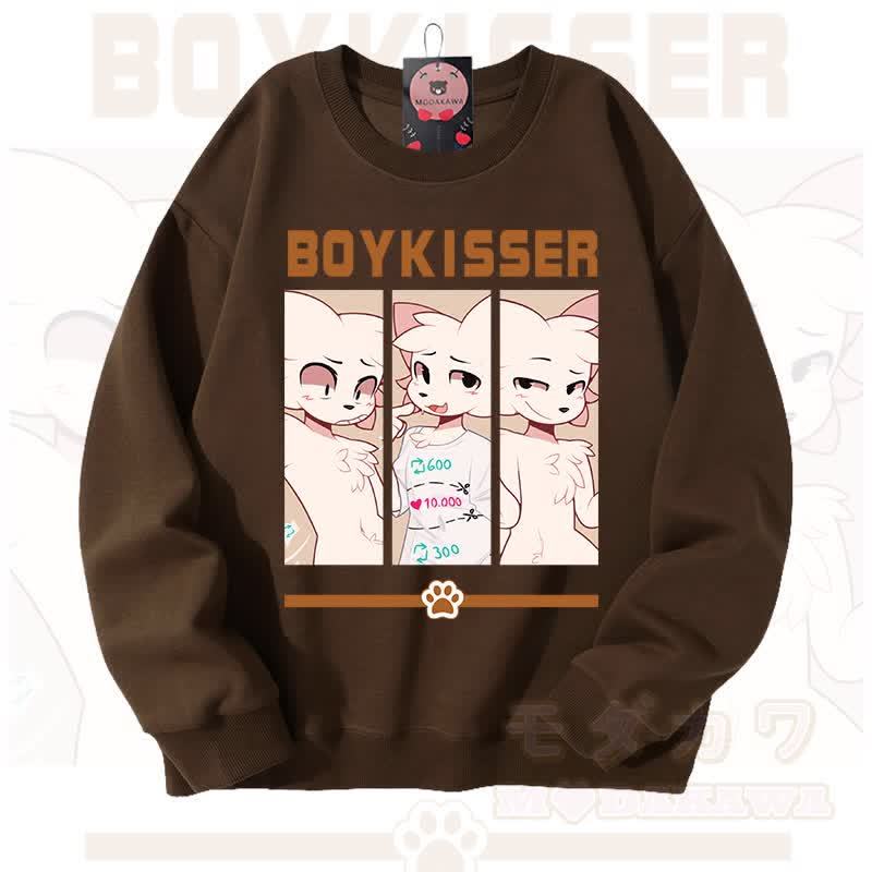 MODAKAWA X zarckets BOYKISSER Fox Graphic Unisex Sweatshirt - Brown - 3XL - image 11