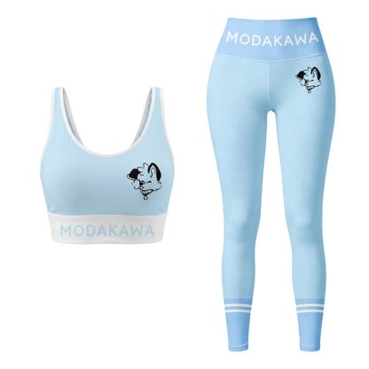 MODAKAWA X popipeko Puppy Graphic Sports Bra Top Leggings Matching Outfit - Blue Set - 5XL - image 14