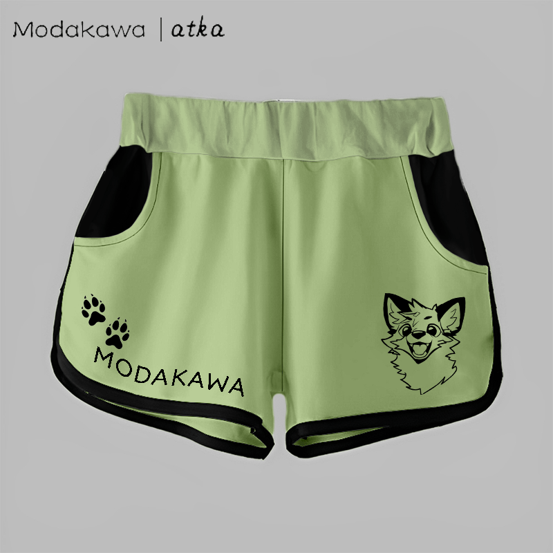 MODAKAWA X atka Fox Print Casual Shorts - Green - 5XL - image 6
