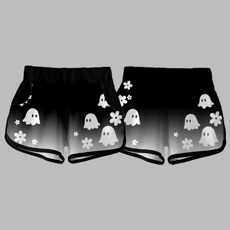 Gradient Ghost Flower Halloween Graphic Shorts - image 3