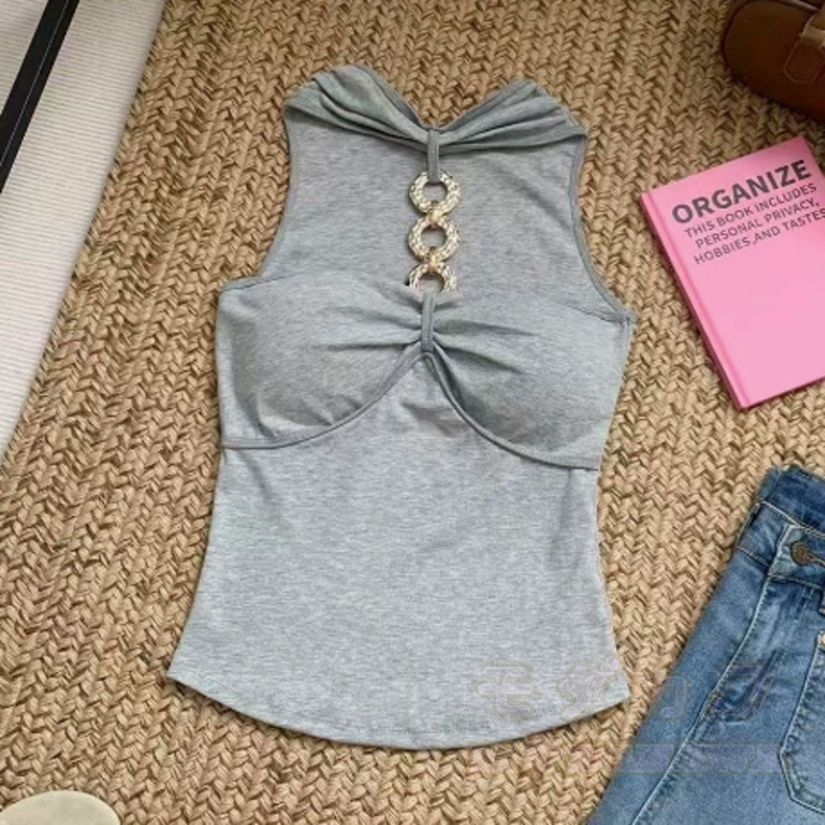 Gold Ring Halter Tube Top - Grey - One Size - image 13