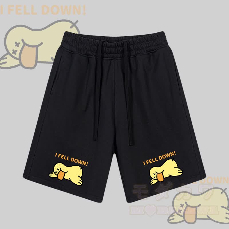 MODAKAWA I FELL DOWN Duck Graphic Drawstring Shorts - Black - 2XL - image 5