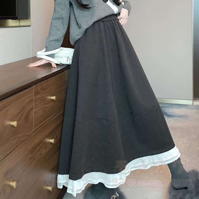 Gray Knit Sweater and Shirt and Skirt Three Pieces Set - image 7