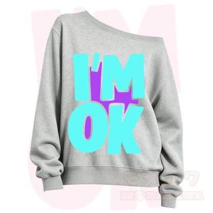 MODAKAWA I'M OK Slant Shoulder Sweatshirt - Grey B - 3XL - image 7