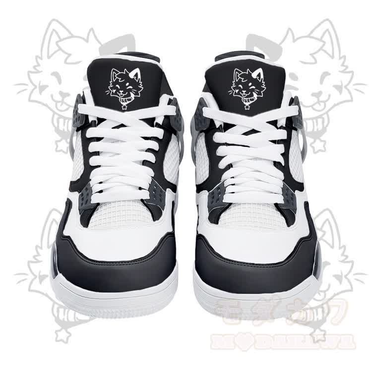 Tongue Out Kitty Graphic Modakawa Lace Up Sports Air Cushion Shoes - Black - 48 - image 9