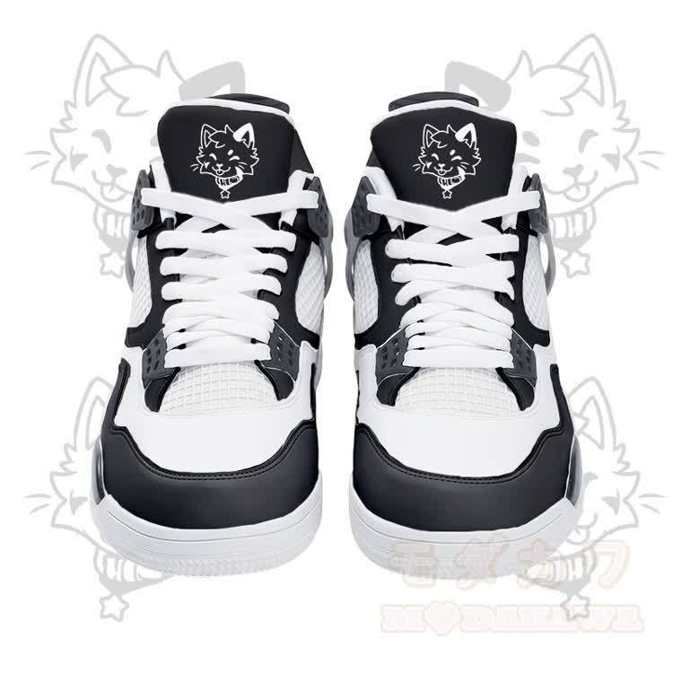 Tongue Out Kitty Graphic Modakawa Lace Up Sports Air Cushion Shoes - Black - 48 - image 9