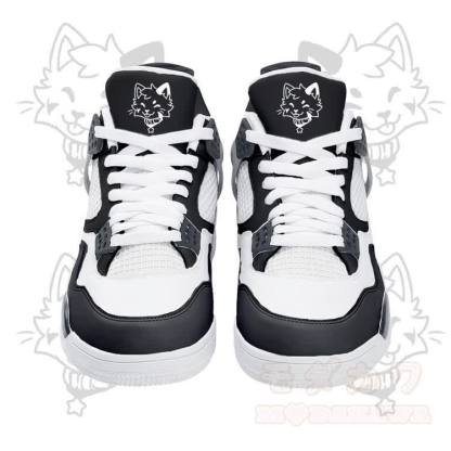 Tongue Out Kitty Graphic Modakawa Lace Up Sports Air Cushion Shoes - Black - 48 - image 9