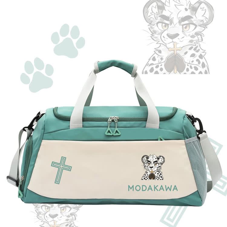 Leopard Holding Cross Graphic Modakawa Large Capacity Sports Gym Duffel Bag - Green - 55*28*26 cm - image 3