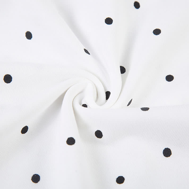  High Quality Durable Press Polka Dot Embroidery T-shirt  Wide Leg Pants Two Pieces Set - image 11