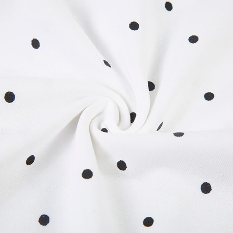  High Quality Durable Press Polka Dot Embroidery T-shirt  Wide Leg Pants Two Pieces Set - image 11