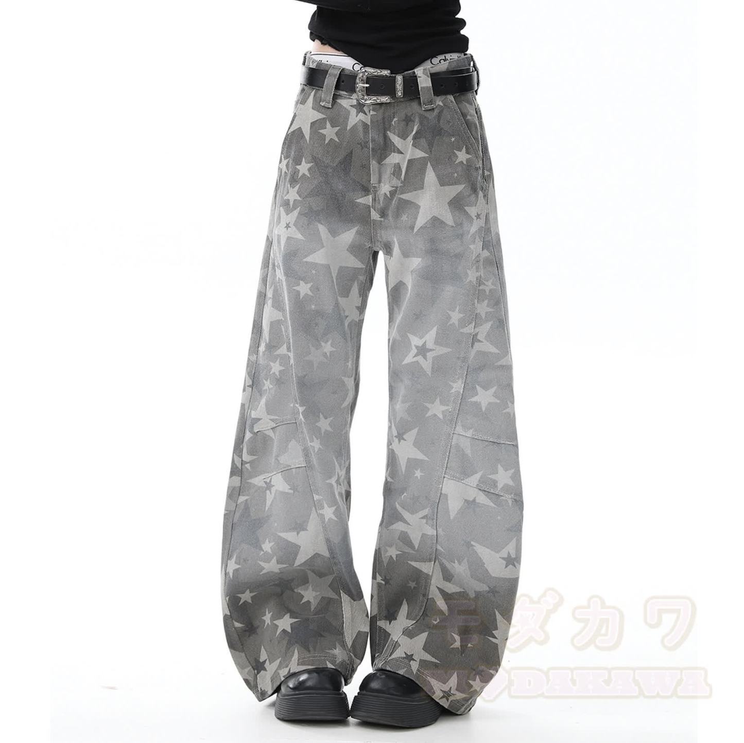 Y2K Star Print Camo Wide Leg Jeans - image 7