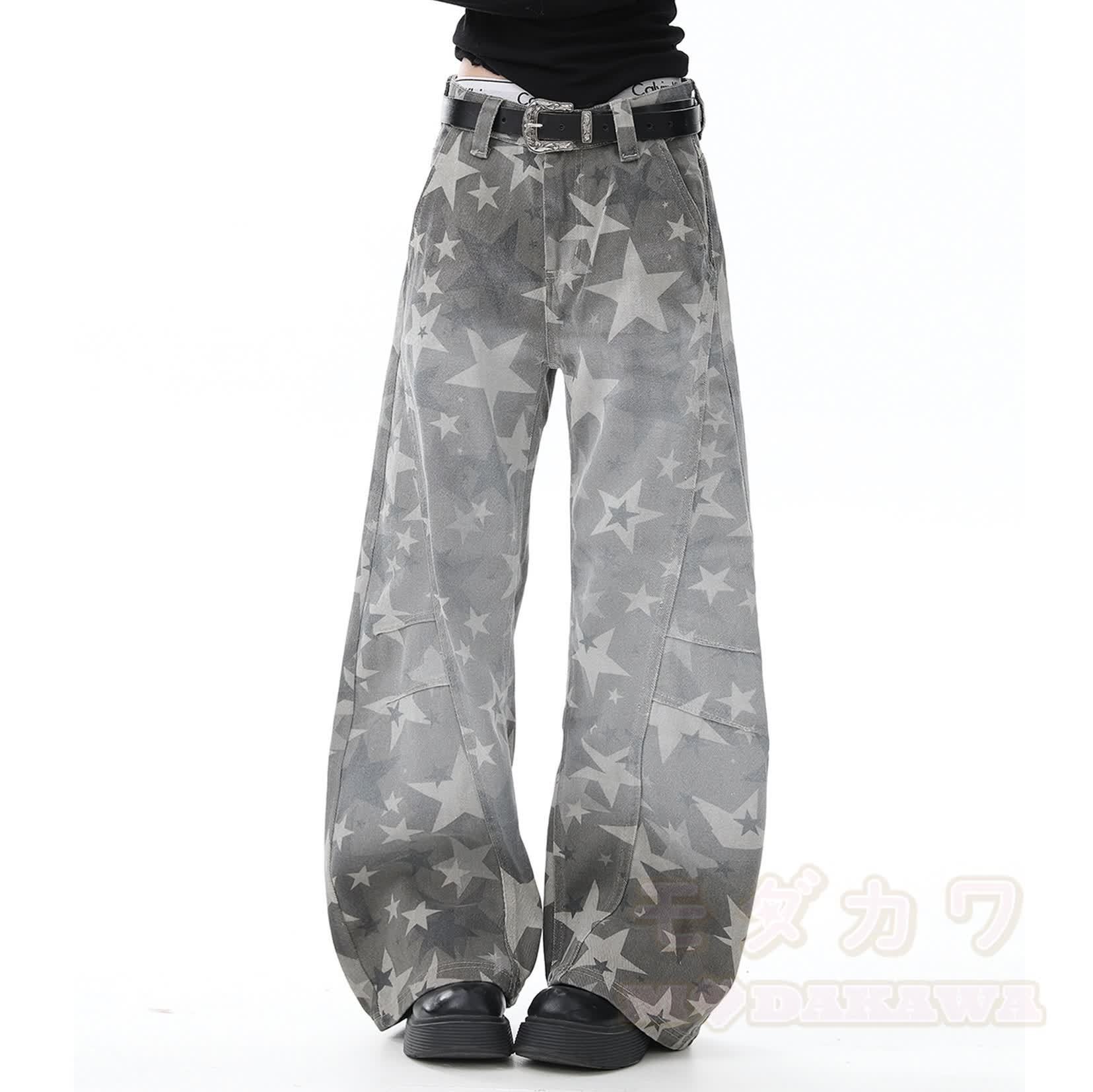Y2K Star Print Camo Wide Leg Jeans - image 7