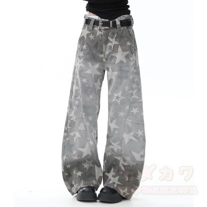 Y2K Star Print Camo Wide Leg Jeans - image 7