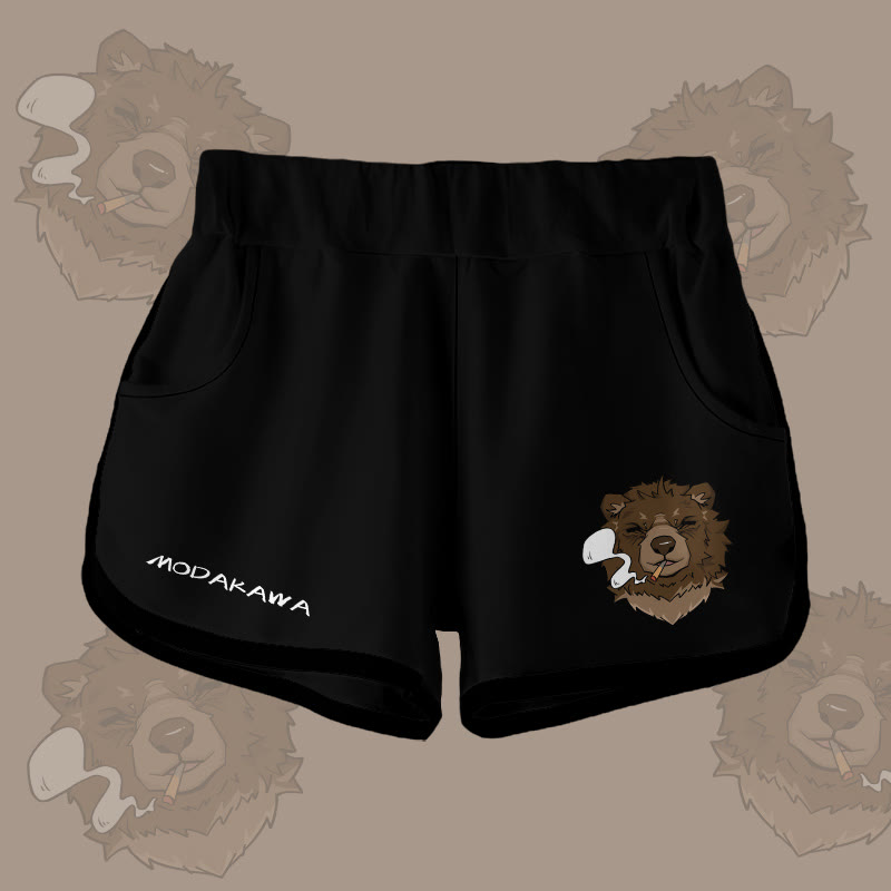 MODAKAWA Gradient Smoking Bear Graphic Shorts - Black - 5XL - image 2