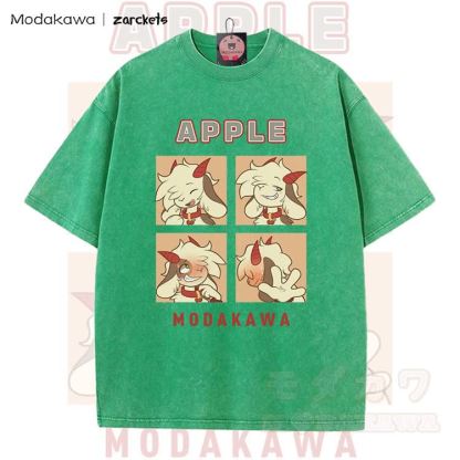 MODAKAWA X zarckets APPLE Goat Character Graphic Vintage Washed T-shirt - Green - 5XL - image 3