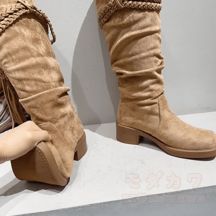 Vintage Fringe Knee High Boots - image 10