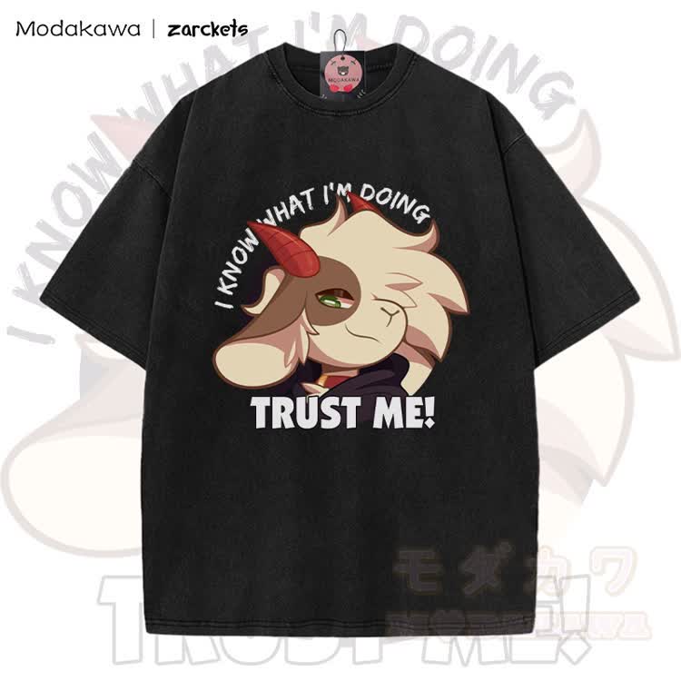 MODAKAWA X zarckets TRUST ME! Goat Graphic Vintage Washed T-shirt - Black - 5XL - image 3