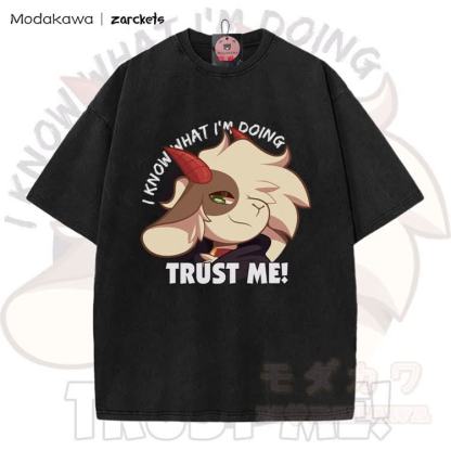MODAKAWA X zarckets TRUST ME! Goat Graphic Vintage Washed T-shirt - Black - 5XL - image 3