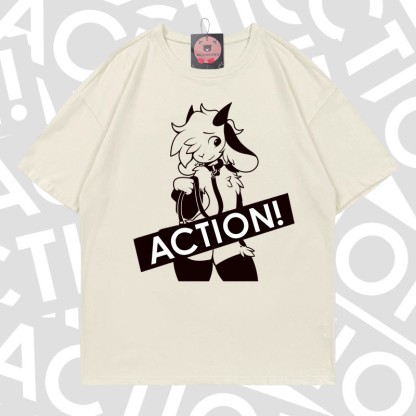 MODAKAWA X zarckets ACTION Goat Graphic 100% Cotton T-shirt - Grey milk green - 5XL - image 12