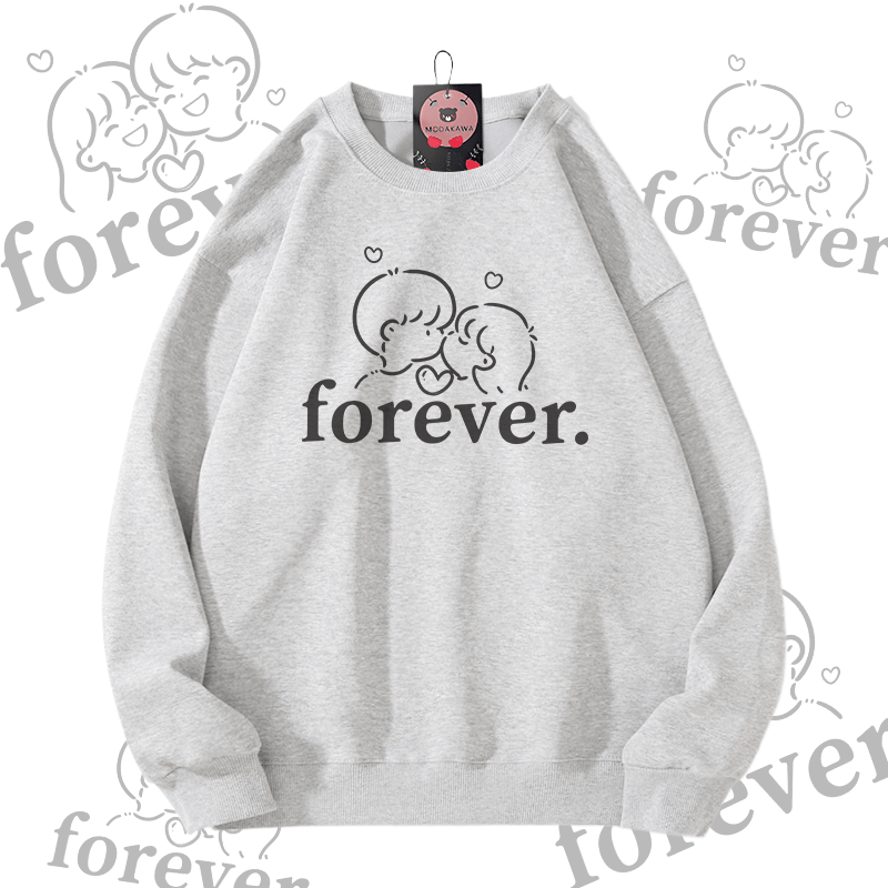 MODAKAWA FOREVER Couple Graphic Unisex Sweatshirt - Grey - 5XL - image 6