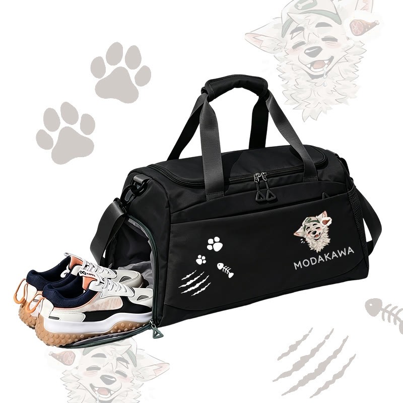 MODAKAWA X atka Fox Wants Meat Graphic Large Capacity Sports Gym Duffel Bag - Black - 55*28*26 cm - image 6