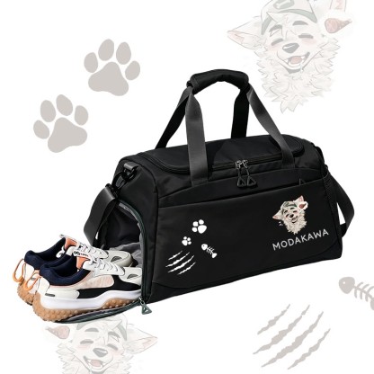 MODAKAWA X atka Fox Wants Meat Graphic Large Capacity Sports Gym Duffel Bag - Black - 55*28*26 cm - image 6