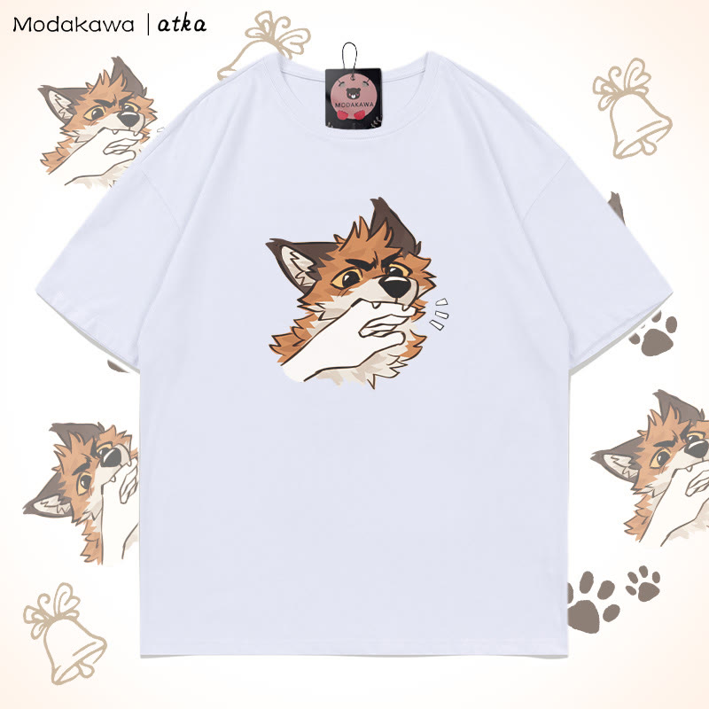 Playful Fox Graphic T-shirt - White - 5XL - image 6