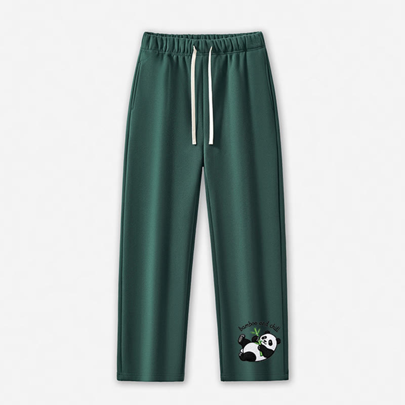 BAMBOO AND CHILL Panda Graphic Casual Pants - Green - 5XL - image 9