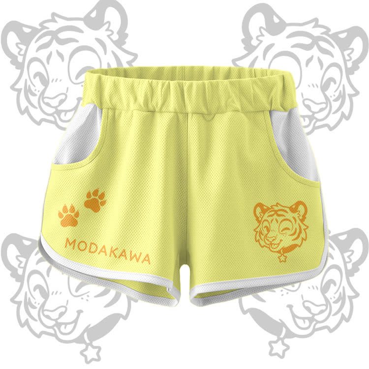 Happy Tiger Graphic Crop Tank Sport Top Shorts Bikini Modakawa Matching Outfit - Yellow Shorts - 5XL - image 7