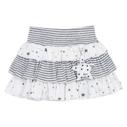 MODAKAWA Cat Paw Print Hoodie Striped Star Layered Skirt Two Pieces Set - White Skirt - L - image 13