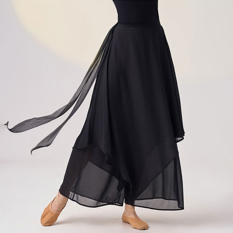 Vintage High Waist Lace Up Flowy Wide Leg Casual Pants - Black - XL - image 10