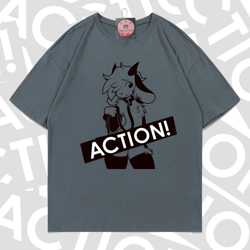 MODAKAWA X zarckets ACTION Goat Graphic 100% Cotton T-shirt - Grey - 5XL - image 17