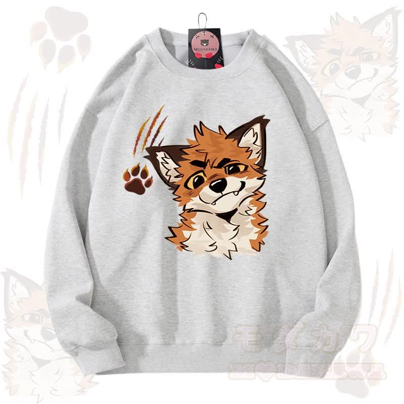 MODAKAWA X atka Fox Graphic Unisex Sweatshirt - Light Gray - 3XL - image 12