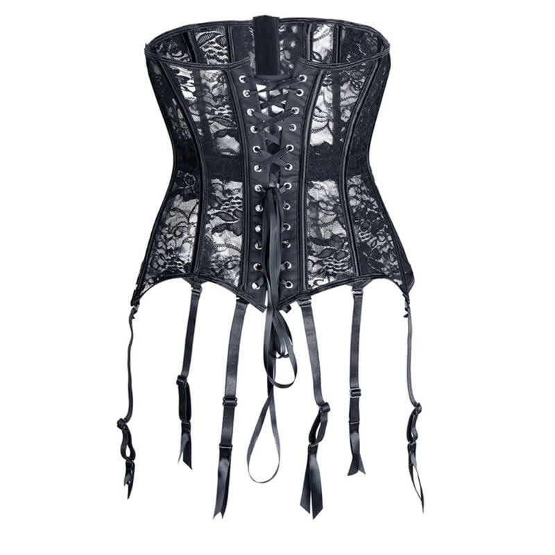 Lace See Through Corset Tops With Garter - image 8