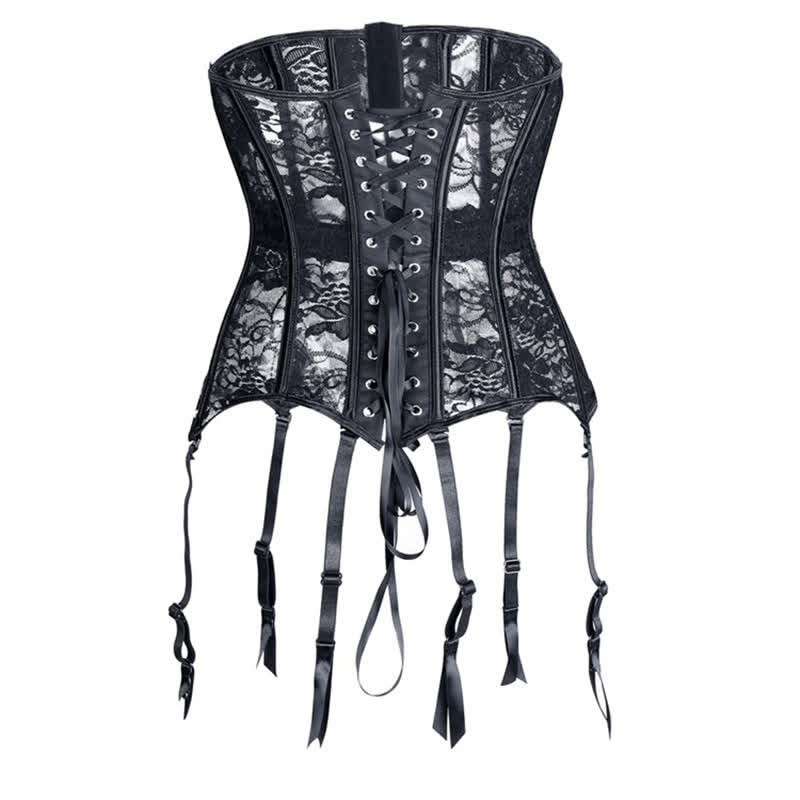 Lace See Through Corset Tops With Garter - image 8