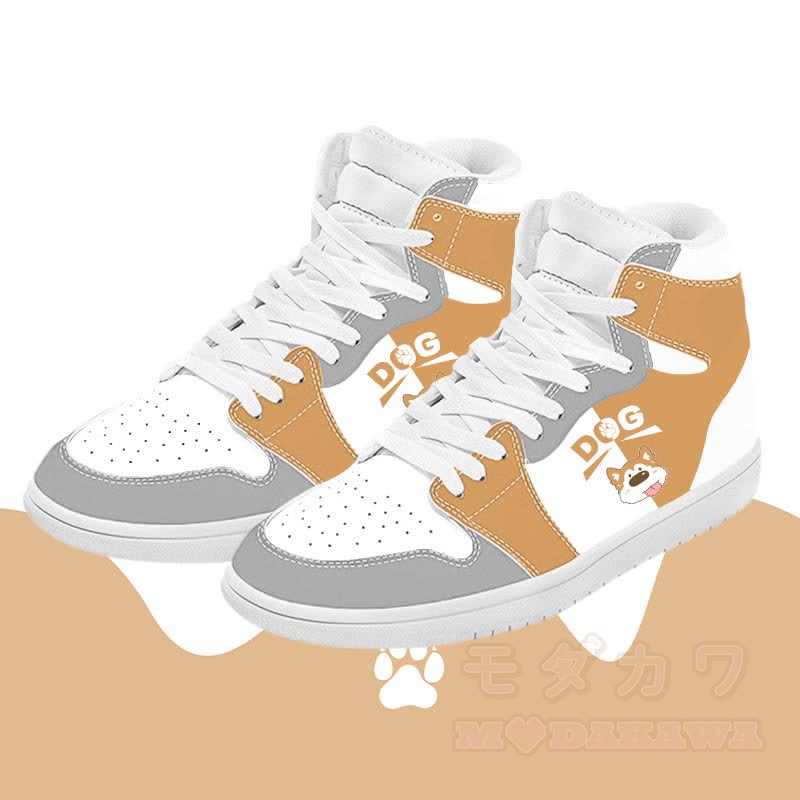 MODAKAWA Tongue Out Dog Graphic Color Block High Top Canvas Shoes - Yellow - 48 - image 3