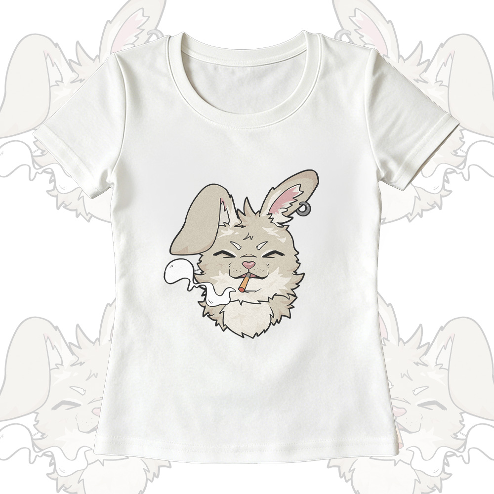 Nabi Smoking Puppy Graphic U-Neck T-shirt Wide Leg Pants Modakawa Matching Outfit - White T-shirt - XL - image 3