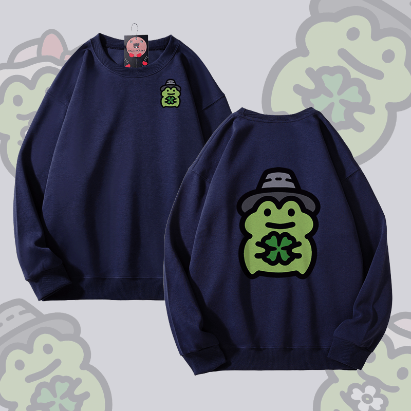 MODAKAWA Cute Frog Graphic Unisex Sweatshirt - Purplish Blue - 5XL - image 8