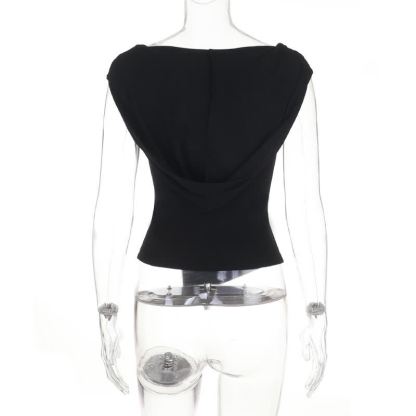 Gothic Draped Collar Sleeveless Top With Metal Chain Decor - image 4